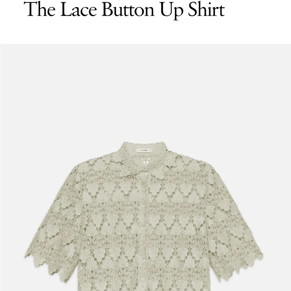 Frame Denim Lace Button Up Shirt in Light Sage
